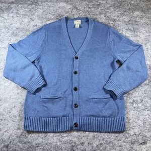L.L Bean Grandpa Cardigan Sweater Men's Medium Blue Knit Long Sleeve Button Up